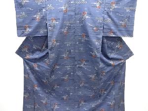 色紙に草花模様織り出し西陣伝承紬着物